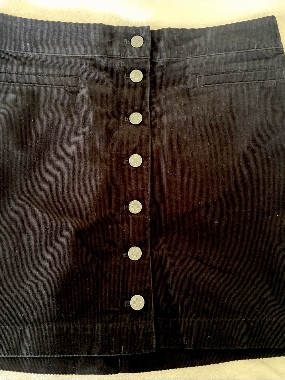 NWOT Wilfred Free Button-Front Black Corduroy Mini Skirt size 10